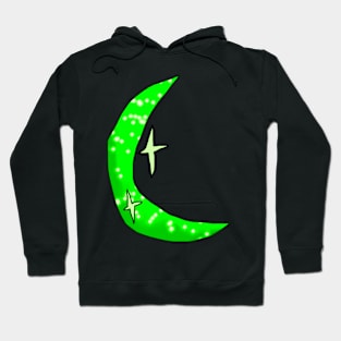 Crescent Green Sparkly Moon Hoodie